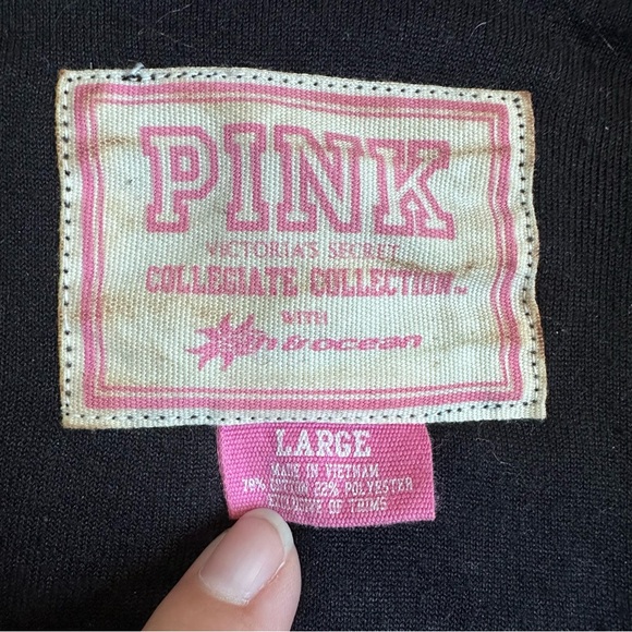 Victoria's Secret PINK | Black and Bling PSU Full Zip Velvet Fur Hoodie | Large - Picture 6 of 9